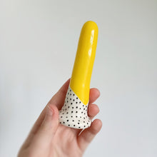 Load image into Gallery viewer, 4 Inch Dildo - Leigh - Split Pattern Yellow/Black