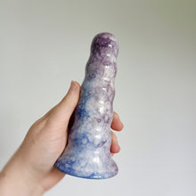Load image into Gallery viewer, 6 Inch Ribbed Dildo - Sam - Dark Blue/Dark Purple Tie-dye