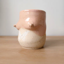 Load image into Gallery viewer, Boob Planter - Pink Speckles w tattoo
