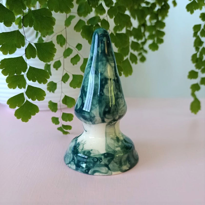 Small Cone Butt Plug - Morgan - Dark Green tie-dye