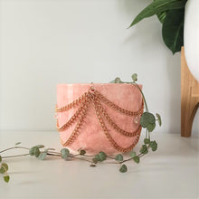 Load image into Gallery viewer, Copper Chain &amp; Crystal Pendant Planter - Pink Tie-dye
