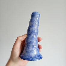 Load image into Gallery viewer, 6 Inch Ribbed Dildo - Sam - Dark Blue Tie-dye
